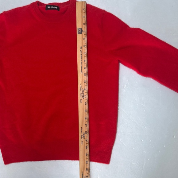 NAADAM Cashmere Sweater Sz M Red The Original Crewneck Ribbed Detail Minimalist - Picture 4 of 12